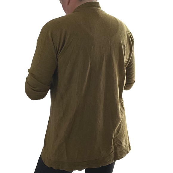 Eileen Fisher Cardigan Open Front Mustard Tan Lightweight Long Sleeve Large - Picture 1 of 6